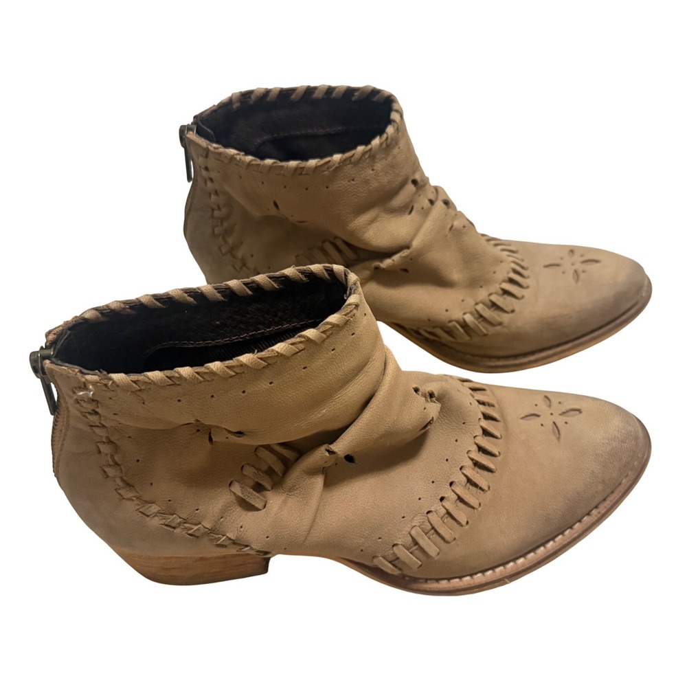Rebels Corin Ankle Boots Womens 7.5 Tan Good Boho Western Leather Whipstitch